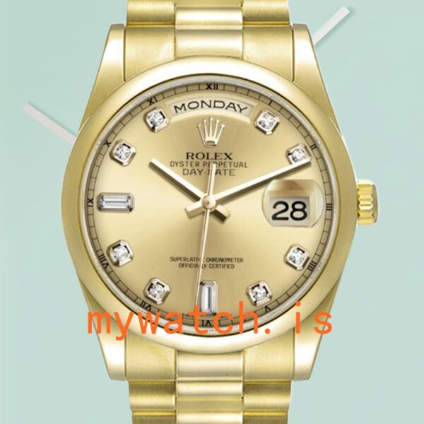 Rolex Day-Date 36mm 118208 Mens Stainless Steel Champagne Dial: Genuine vs. Replica