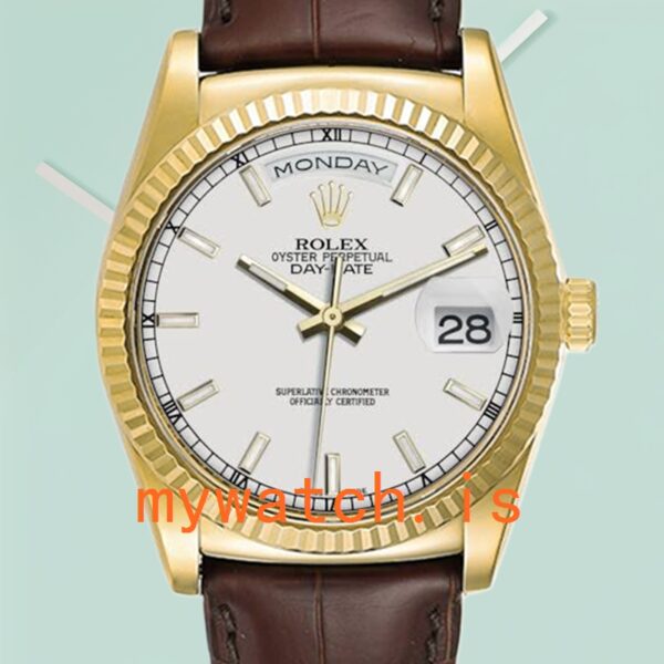 Rolex Day-Date 36mm Mens m118138-0147 Leather Strap Automatic: Genuine vs. Replica