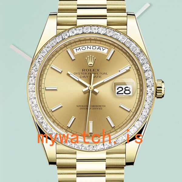 Rolex Day-Date 40mm m228398tbr-0007 Mens Diamond Bezel Gold-tone: Genuine vs. Replica